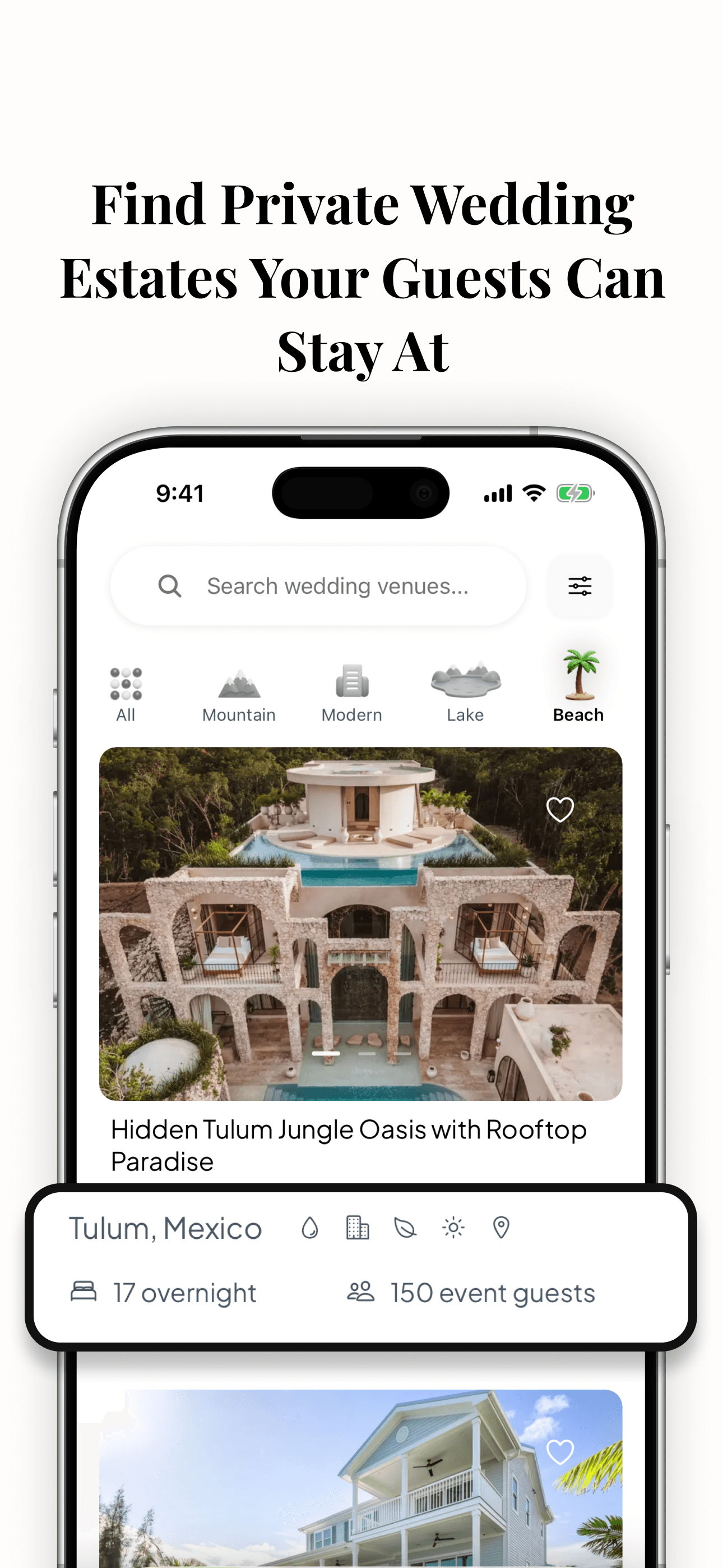 WedStay App - Find Private Wedding Estates